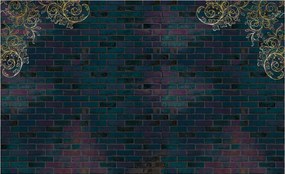 Fotótapéta Sötét tégla arany díszítéssel elegancia 208x146 +ragasztó