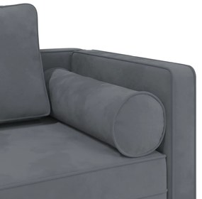 sötétszürke bársony dívány párnákkal