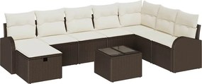 vidaXL Kerti Kanapé Szett párnával tárolóval 9 pcs Barna Poli rattan