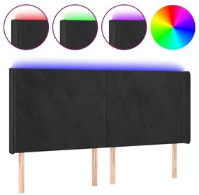 fekete bársony LED-es fejtámla 203x16x118/128 cm