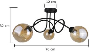Felületre szerelhető csillár VENUS BLACK 3xE27/60W/230V