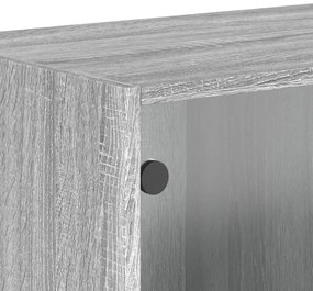 2 db szürke sonoma faliszekrény üvegajtókkal 68,5 x 37 x 35 cm