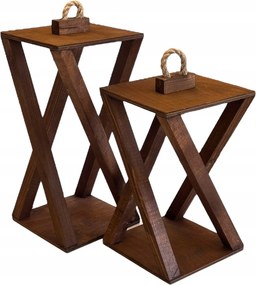 Lampion szett fa 2db-os lámpa barna 45/50cm lampion barna