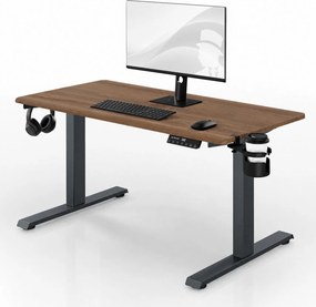 Elektromos íróasztal magasságállítással ergonomikus antracit/dió,1200x600 mm: ARIA