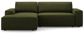 Sötétzöld buklé kinyitható sarokkanapé (bal oldali) Jodie – Micadoni Home