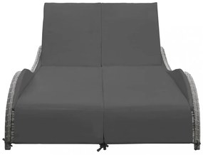 kétszemélyes antracitszürke polyrattan napozóágy párnával
