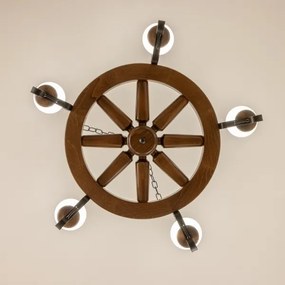 Brilagi - Láncos csillár ROATA 5xE14/40W/230V átm. 70 cm bükk/dió