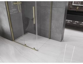 Mexen Velar, tolóajtós zuhanykabin 110 (ajtó) x 80 (fal) cm, 8mm átlátszó üveg, arany fényes, 871-110-080-01-50