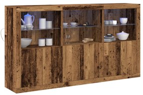 LED világítással rendelkező oldalszekrény Régi fa 181.5x37x100 cm Mérnöki fa