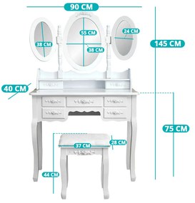 Fésülködő asztal Milano, több színben-fehér