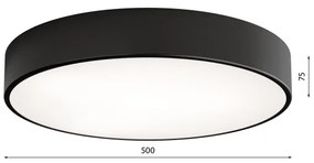 LED mennyezeti lámpa CLEO LED/69W/230V 3000K, 50 cm átm., fekete