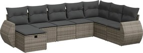 vidaXL 8 részes szürke polyrattan kerti ülőgarnitúra párnákkal