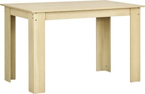 HOMCOM 4-6 Fős Étkezőasztal - Modern Stílusú, Téglalap Alakú Konyhai Asztal, 110 kg Teherbírás, 120 cm x 69 cm x 75 cm Tölgy | Aosom