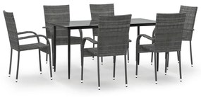 vidaXL 7 részes szürke polyrattan kerti étkezőgarnitúra
