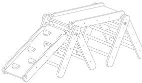Szürke-natúr színű borovi fenyő pikler háromszög 265x61x60 cm Montessori – Meowbaby