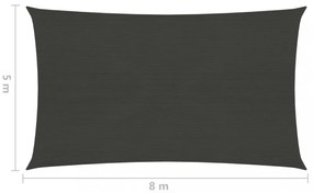 antracitszürke HDPE napvitorla 160 g/m² 5 x 8 m