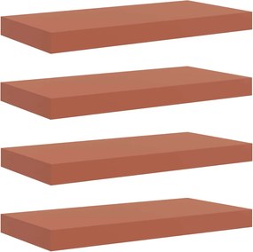 vidaXL Falpolc Falra szerelhető 4 pcs Piros 50 x 23 x 4 cm Faanyag