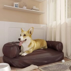 Barna ergonomikus műbőr kutyaágy 88 x 65 cm