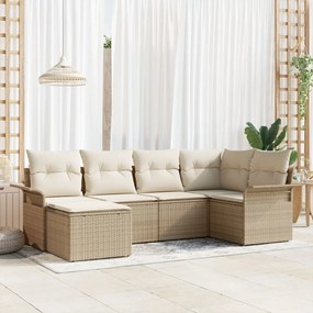 6 darabos Kerti Kanapé Szett párnákkal Bézs Poli Rattan