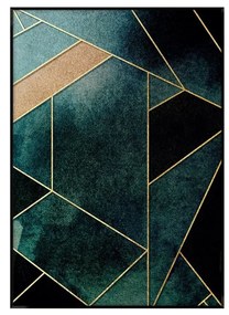 Keretezett falikép, aranyozott geometrikus, 50x70 cm, türkiz - LOSANGES