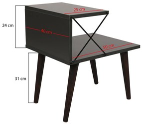 Éjjeliszekrény Cross Antracit