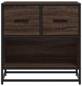 Barna tölgy színű szerelt fa és fém éjjeliszekrény 60x31x60 cm
