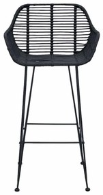 Bárszék 2 pcs Fekete 55 x 52 x 92 cm Rattan és Vas