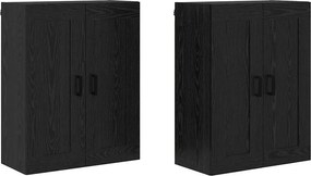 vidaXL Fali szekrény 2 pcs Fekete tölgy 69,5 x 34 x 90 cm Faanyag