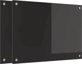 vidaXL Konyhai splashback 2 pcs Fekete 70 x 50 cm edzett üveg