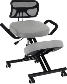 Ergonómikus térdeplőülés, szürkésbarna Taupe/fekete, RUFUS