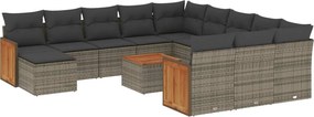 vidaXL 13 részes szürke polyrattan kerti ülőgarnitúra párnákkal