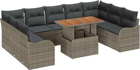 vidaXL Kerti Kanapé Szett párnával 10 pcs Szürke