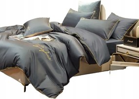Ágyneműhuzat 200x220 Prémium Luxus Grafit Arany Hímzés