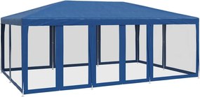 vidaXL kék HDPE rendezvénysátor 10 hálós oldalfallal 6 x 4 m