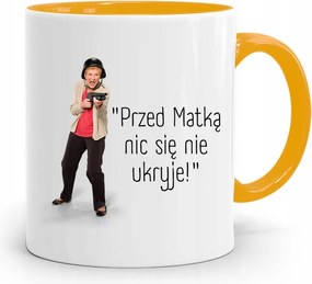 Sárga Bögre Ajándék Anyukáknak Semmi Sem Rejtőzik El fényképes nyomattal