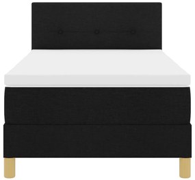 Boxspring Ágy Matraccal és LED Fénnyel Fekete 90x190 cm Szövet