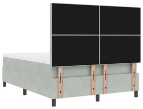 Boxspring Ágy Matrac nélkül Világosszürke 140x190 cm Bársony