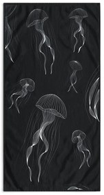 Fekete-fehér strandtörölköző 90x180 cm Jellyfish – DecoKing