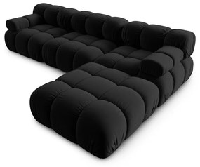 Fekete bársony sarokkanapé Bellis – Micadoni Home