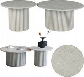 Roma 2 db-os dohányzóasztal szett szürke Glam bordázott nappaliba