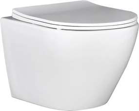 Akasztós WC-tál gallér nélküli, szabadon álló deszkával, fehér