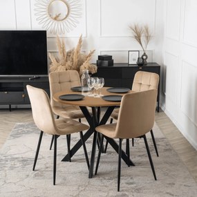 Étkezőasztal 90 cm méretben, arany tölgy/fekete színben LAUREN