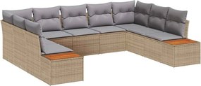vidaXL Kerti Kanapé Szett párnával 9 pcs Bézs Poli rattan