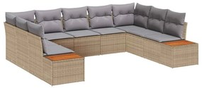vidaXL Kerti Kanapé Szett párnával 9 pcs Bézs Poli rattan