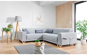 Világosszürke kinyitható-tárolóhelyes sarokkanapé (bal oldali-L alakú) Classy Sophie – Miuform