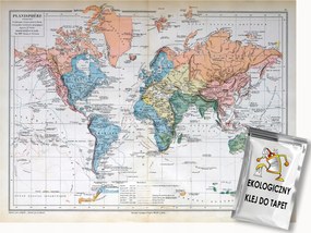 Fotótapéta Flizelina Tudomány Földrajz Térkép Világ Retro Vintage 350x250 ragasztó