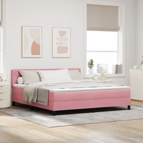 Boxspring Ágy Mattal és LED-del Rózsaszín 180x200 cm Bársonyos