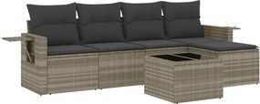 vidaXL 6 részes világosszürke polyrattan kerti ülőgarnitúra párnákkal