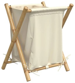 krémfehér bambusz szennyeskosár 45 x 55 x 63,5 cm