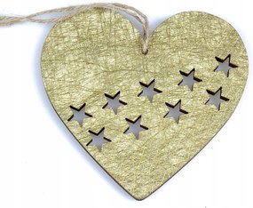 Fa Szív Medál, Arany, 12cm, 4db, Nagy